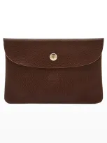 Il Bisonte Unisex Leather Snap Pouch In Vintage Dark Brow