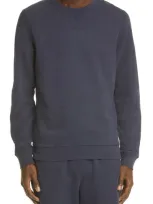 Sunspel French Terry Crewneck Sweatshirt In Navy