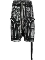 Rick Owens Drkshdw Bauhaus Printed Shorts In Black