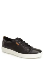 Ecco Soft Vii Lace-up Sneaker In Black Leather