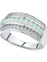 Macy's Lab-grown Opal (5/8 Ct. T.w.) & Cubic Zirconia Statement Ring In Sterling Silver