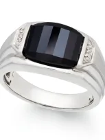 Macy's Men's Onyx (4-1/2 Ct. T.w.) And Diamond Accent Ring In Sterling Silver