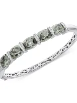 Macy's Green Quartz (11-1/2 Ct. T.w.) & Diamond (1/8 Ct. T.w.) Bangle Bracelet In Sterling Silver