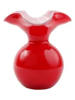 Vietri Hibiscus Glass Red Small Fluted Vase