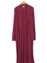 Baea Ribbed Knit Long Line Duster Cardigan In Burgundy