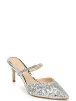 Jewel Badgley Mischka Women's Jan Evening Mules In Silver Glitter