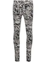 La Doublej Women's Floral-printed Jersey Leggings In Black,white