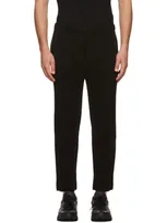 Issey Miyake Black Kersey Pleats Trousers In 15-black