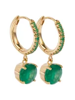 Ileana Makri Grass Seed 18kt Gold Hoop Earrings With Emeralds In Yellow Gold