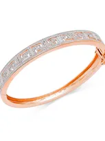 Macy's Diamond Accent Greek Key Bangle Bracelet In Silver Plated Brass In Rose Gold