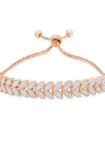 Macy's Diamond Accent Leaf Bolo Adjustable Bracelet In Rose Gold