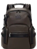 Tumi Alpha Bravo Navigation Leather Backpack In Dark Brown