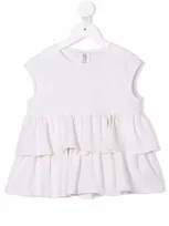 Il Gufo Kids' Ruffled-waist Top In Neutrals