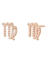 Bychari Zodiac Diamond Stud Earrings In 14k Rose Gold - Virgo