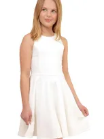 Un Deux Trois Kids' Girl's Sleeveless Fit-and-flare Dress In White