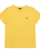 Il Gufo Kids' Printed Cotton T-shirt In Yellow Acido/teal Scuro