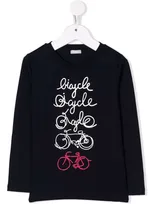 Il Gufo Kids' Bicycle Long Sleeve T-shirt In Blue