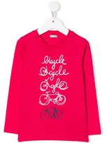 Il Gufo Kids' Bike-print Cotton T-shirt In Pink