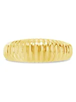 Sterling Forever Ribbed Open Bombe Ring In Gold