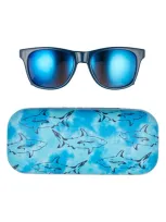 Capelli New York Kids' Tie Dye Sharks Sunglasses & Case In Blue Combo