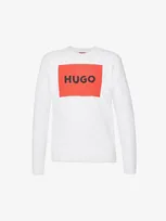 Hugo Logo-print Cotton-jersey Sweatshirt In White