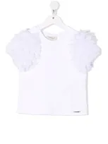 Twinset Kids' Tulle-sleeved T-shirt In White