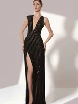 Jean Fares Couture Sequin Sheath Gown