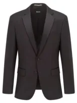 Hugo Boss Tuxedo Jacket In Virgin-wool Serge In Black