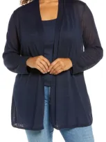 Nic + Zoe Lightweight Long Boc Cardigan In Dark Indigo