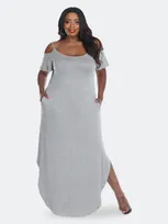 White Mark Plus Size Lexi Maxi Dress In Heather Gray