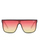 Quay Nightfall 135mm Shield Sunglasses In Matte Black / Coral