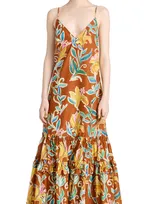 La Doublej Radiosa Tiered Floral-print Cotton And Silk-blend Voile Maxi Dress In Lily