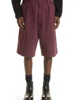 Raf Simons Logo-patch Cotton-twill Chino Shorts In Burgundy