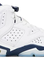 Nike Big Kids' Air Jordan Retro 6 Basketball Shoes In White/midnight Navy