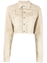 Rick Owens Drkshdw Raw-cut Cropped Shirt Jacket In Nude