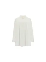 Valentino Gathered Oversized Cotton-poplin Shirt In White