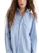 Wardrobe.nyc Oversized Striped Cotton-poplin Shirt In Blue