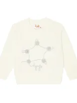 Il Gufo Baby Embroidered Wool Sweater In Milk/cloud Grey