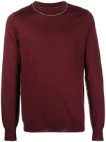 Maison Margiela Men's Wool-cotton Sweater With Piping In Red