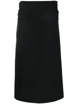 Totême Gathered-waist Crepe Midi Skirt In Black