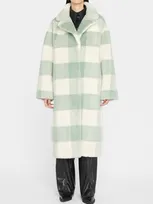 Stand Studio Check-pattern Single-breasted Teddy Coat In Mintoff White L C