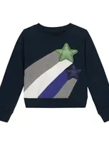 Il Gufo Kids' Appliqué Cotton-blend Sweatshirt In Blue