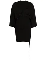 Rick Owens Drkshdw Black Tommy Cotton Mini Dress