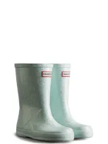 Hunter Kids' Original First Classic Glitter Rain Boot In Gentle Blue