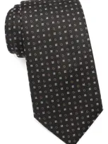 Hugo Boss Geometric Jacquard Silk Tie In Black