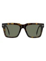 Hugo Boss 53mm Rectangular Sunglasses In Havana / Green