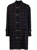 Rokh Check-print Coat In Blue