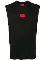 Hugo Logo-patch Sleeveless Vest In Black