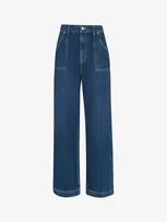 Whistles Authentic Raya High Rise Straight Wide Leg Jean In Denim