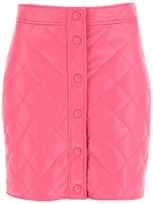 Msgm Quilted Faux Leather Mini Skirt In Pink